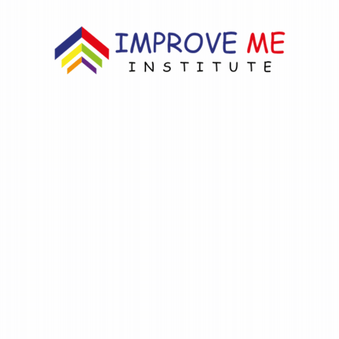 Improve Me Institute logo featuring multi-colored upward chevrons on a white background.